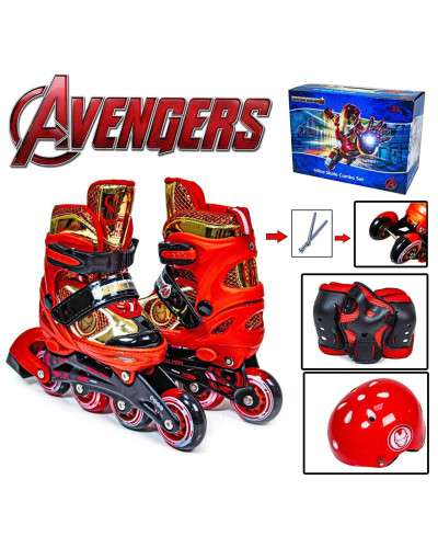 Набір дитячих роликів для хлопчиків + шолом + захист Marvel Iron Man 27-30 197713