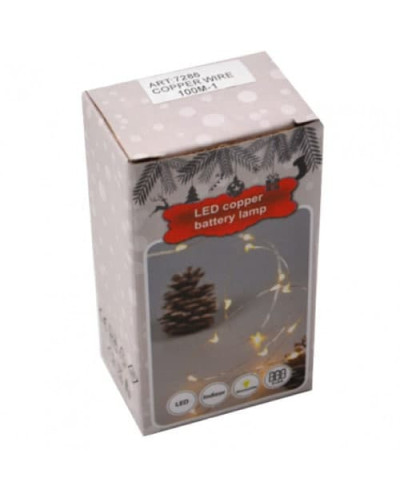 Гірлянда Xmas 30 Led 3M Copper на мідній проволоці Крапля роси BLUE BATTERY+USB 198177