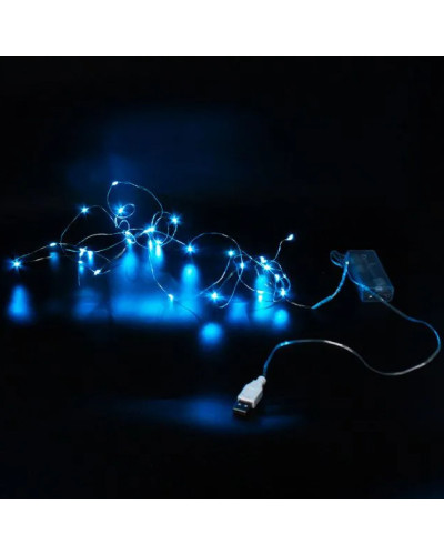 Гірлянда Xmas 30 Led 3M Copper на мідній проволоці Крапля роси BLUE BATTERY+USB 198177