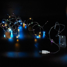 Гірлянда 50 Led 5M Крапля роси на мідному дроті M MULTI працює від батарейок + USB 198247