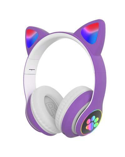 Дитячі навушники з підсвіткою CAT STN-28 Bluetooth Фіолетові 198882