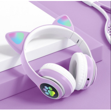 Дитячі навушники з підсвіткою CAT STN-28 Bluetooth Фіолетові 198882