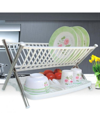 Сушарка для посуду двох'ярусна складна Multi-function Folding Rack Kitchen Біла 198959