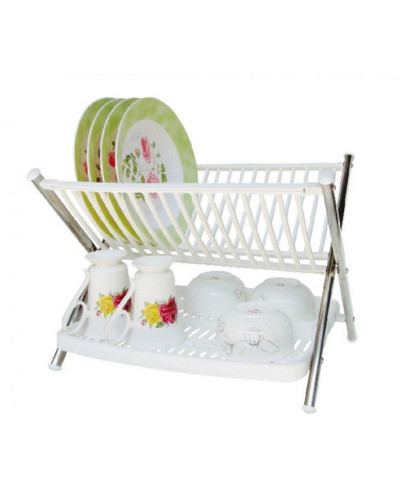 Сушарка для посуду двох'ярусна складна Multi-function Folding Rack Kitchen Біла 198959