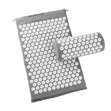 Килимок для акупунктури Acupressure mat ортопедичний масажний з подушкою Сірий 201255