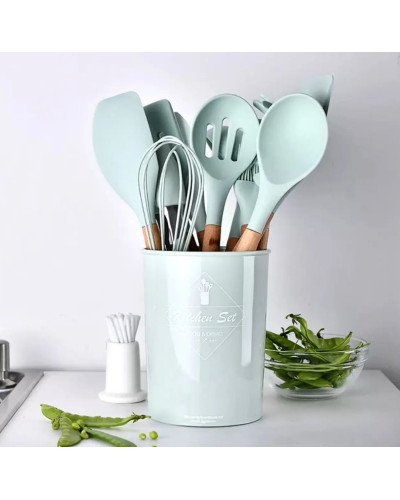 Набір кухонних приналежностей 12 предметів Kitchen Set (Чорний, червоний, білий, бірюзовий, рожевий, чорний) (16)