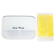 Дозатор для моющого засобу натискний з губкою Soap pump and sponge Біло-сірий 207001