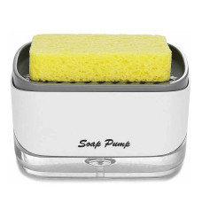 Дозатор для моющого засобу натискний з губкою Soap pump and sponge Біло-сірий 207001