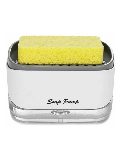 Дозатор для моющого засобу натискний з губкою Soap pump and sponge Біло-сірий 207001