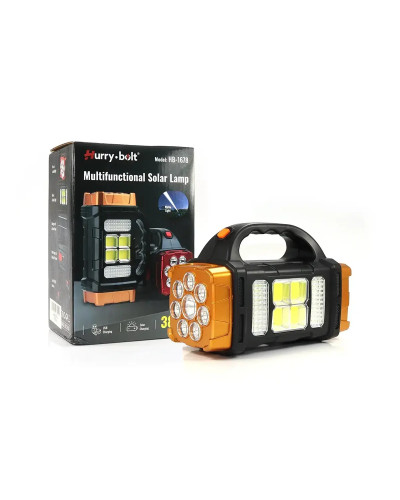 Акумуляторний LED ліхтар Hurry Bolt HB-1678 аварійний світильник з сонячною панеллю та Power Bank 207072