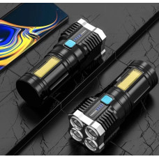 Ліхтар ручний L-S03 прожектор 4 LED з зарядкою від USB + бічним світлом COB 207080