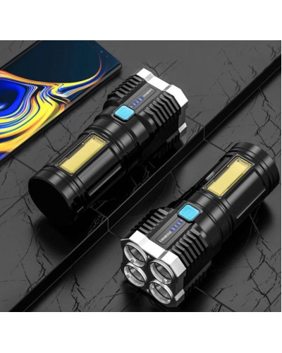 Ліхтар ручний L-S03 прожектор 4 LED з зарядкою від USB + бічним світлом COB 207080