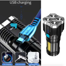 Ліхтар ручний L-S03 прожектор 4 LED з зарядкою від USB + бічним світлом COB 207080