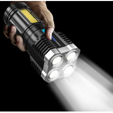 Ліхтар ручний L-S03 прожектор 4 LED з зарядкою від USB + бічним світлом COB 207080