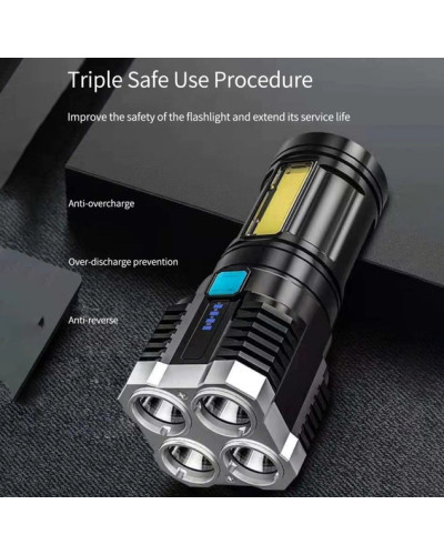 Ліхтар ручний L-S03 прожектор 4 LED з зарядкою від USB + бічним світлом COB 207080