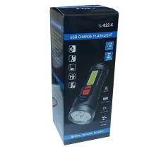 Ліхтарик ручний L-822 LED з зарядкою від USB + бічним світлом COB 207081