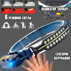 Ліхтарик на голову BL-W690-2-SMD (білий + червоний), датчик руху, літій-іонний 207097