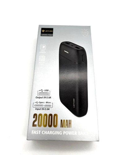 Павер банк, Power Bank 20000 mAh, Lenyes, Px267, колір чорний 207136