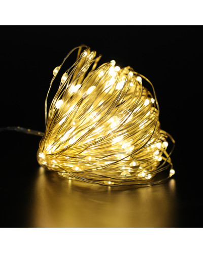 Гирлянда 50 Led 5M Капля росы на медной проволоке работает от батареек, свет тёплый 207178