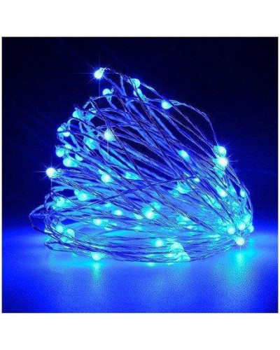 Гірлянда 100 Led 10M Крапля роси на мідній проволоці працює від батарейок, світло синє 207180