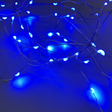 Гірлянда 30 Led 3M Крапля роси на мідному дроті працює від батарейок, світло синє 207181