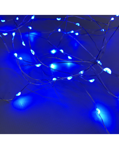 Гірлянда 30 Led 3M Крапля роси на мідному дроті працює від батарейок, світло синє 207181