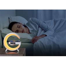 Нічник - годинник акумуляторний RGB Mini G63 з бездротовою зарядкою 10W та Bluetooth колонкою настільна смарт лампа 207207