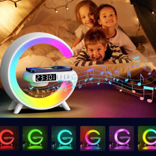 Нічник - годинник акумуляторний RGB Mini G63 з бездротовою зарядкою 10W та Bluetooth колонкою настільна смарт лампа 207207