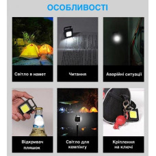 Ліхтарик акумуляторний Bluefield 500 mAh кишеньковий з магнітом і карабіном водонепроникний брелок 207224