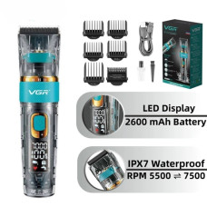Акумуляторна машинка VGR V-695 для стрижки волос і бороди з LED-дисплеєм і USB зарядкою 207229