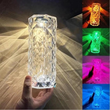Настільна LED лампа Кристалл Роза хрустальна crystal rose на акумуляторі з сенсорним управлінням на пульті управління 16 см. 16 кольорів 207238