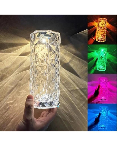 Настільна LED лампа Кристалл Роза хрустальна crystal rose на акумуляторі з сенсорним управлінням на пульті управління 16 см. 16 кольорів 207238