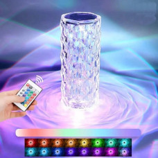 Настільна LED лампа Кристалл Роза хрустальна crystal rose на акумуляторі з сенсорним управлінням на пульті управління 16 см. 16 кольорів 207238