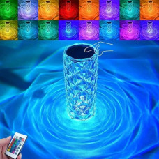 Настільна LED лампа Кристалл Роза хрустальна crystal rose на акумуляторі з сенсорним управлінням на пульті управління 16 см. 16 кольорів 207238