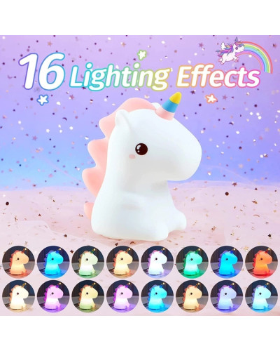 Дитяча силіконова нічник лампа-унікорн RGB LOSSO Unicorn Original 207258