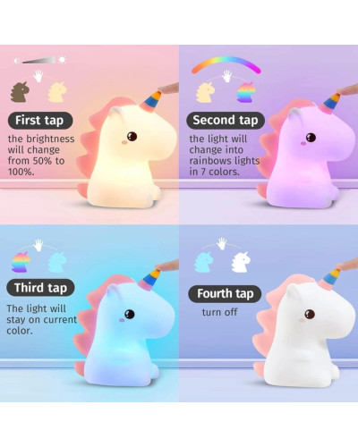 Дитяча силіконова нічник лампа-унікорн RGB LOSSO Unicorn Original 207258