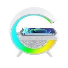 Портативна колонка Bluetooth 3в1 SUNROZ WirelessCharger R99 з RGB нічником та бездротовою зарядкою Білий 207265