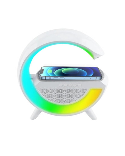 Портативна колонка Bluetooth 3в1 SUNROZ WirelessCharger R99 з RGB нічником та бездротовою зарядкою Білий 207265