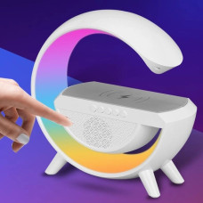 Портативна колонка Bluetooth 3в1 SUNROZ WirelessCharger R99 з RGB нічником та бездротовою зарядкою Білий 207265