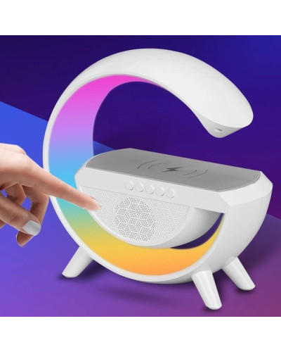 Портативна колонка Bluetooth 3в1 SUNROZ WirelessCharger R99 з RGB нічником та бездротовою зарядкою Білий 207265