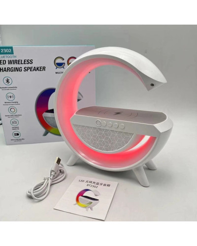 Портативна колонка Bluetooth 3в1 SUNROZ WirelessCharger R99 з RGB нічником та бездротовою зарядкою Білий 207265