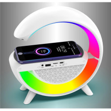 Портативна колонка Bluetooth 3в1 SUNROZ WirelessCharger R99 з RGB нічником та бездротовою зарядкою Білий 207265