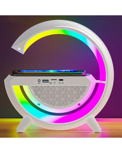 Портативна колонка Bluetooth 3в1 SUNROZ WirelessCharger R99 з RGB нічником та бездротовою зарядкою Білий 207265