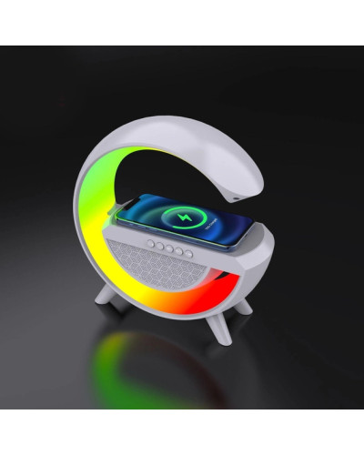 Портативна колонка Bluetooth 3в1 SUNROZ WirelessCharger R99 з RGB нічником та бездротовою зарядкою Білий 207265