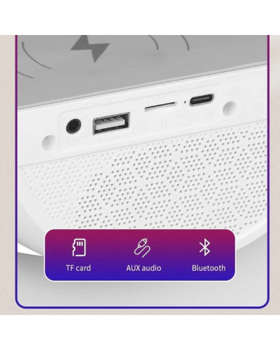 Портативна колонка Bluetooth 3в1 SUNROZ WirelessCharger R99 з RGB нічником та бездротовою зарядкою Білий 207265