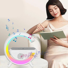 Портативна колонка Bluetooth 3в1 SUNROZ WirelessCharger R99 з RGB нічником та бездротовою зарядкою Білий 207265
