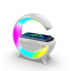 Портативна колонка Bluetooth 3в1 SUNROZ WirelessCharger R99 з RGB нічником та бездротовою зарядкою Білий 207265