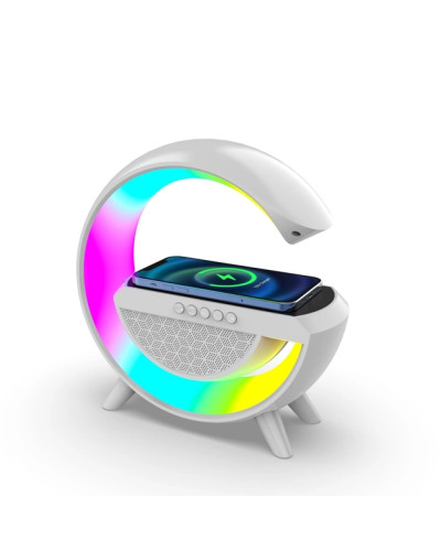 Портативна колонка Bluetooth 3в1 SUNROZ WirelessCharger R99 з RGB нічником та бездротовою зарядкою Білий 207265