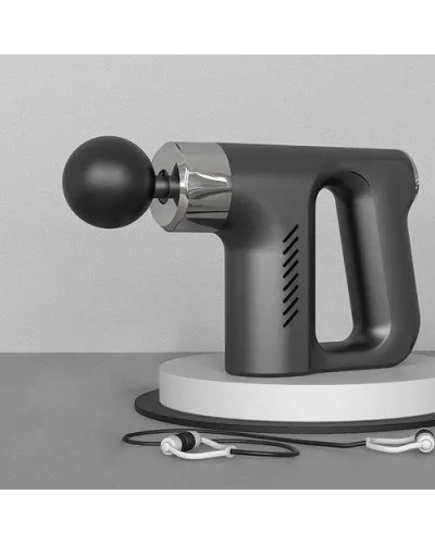 Масажер пістолет Fascial Gun Чорний з насадками м'язовий портативний ручний для спини та тіла 207327