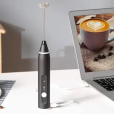 Капучинатор-міксер з USB зарядкою, Чорний / Бездротовий віник для яєць / Кухонний міні міксер вспінювач для молока 207350